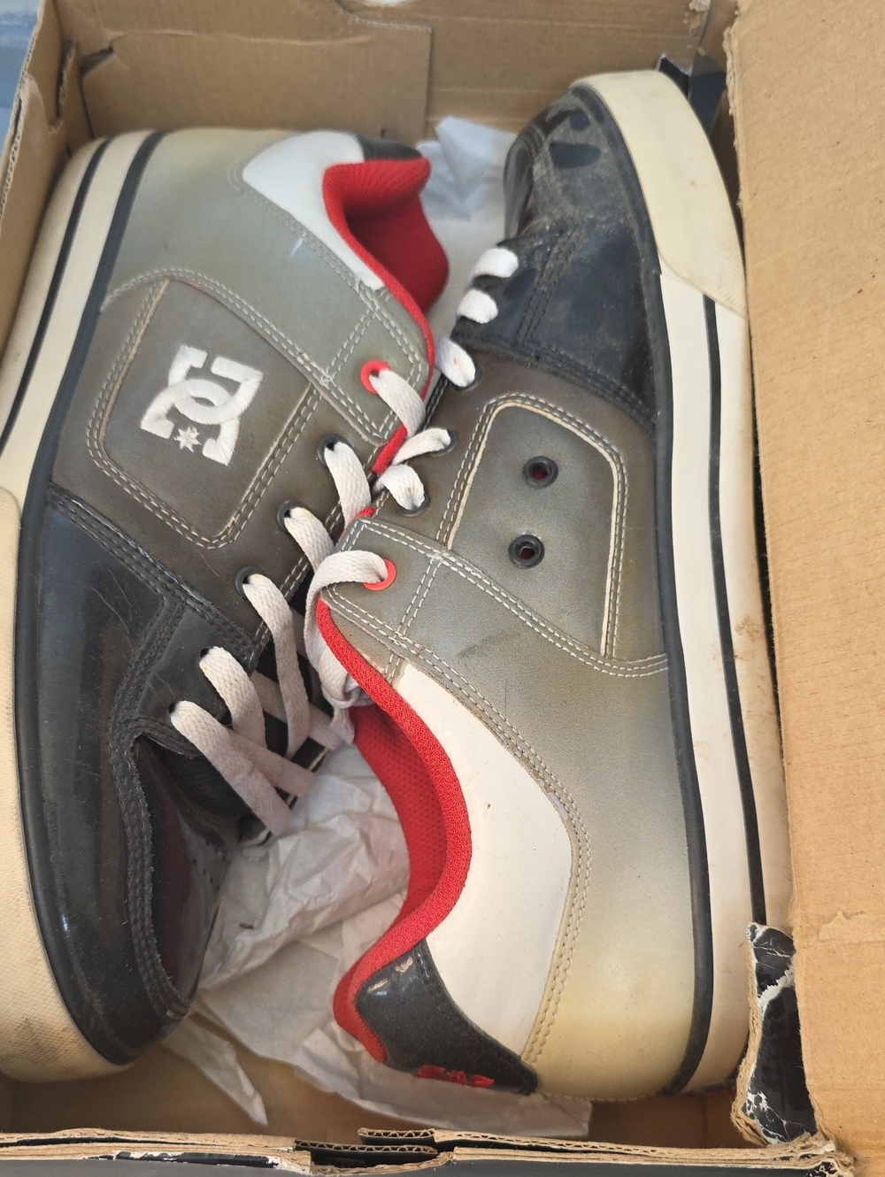 DC Men’s Gray, Black & Red Skate Sneakers